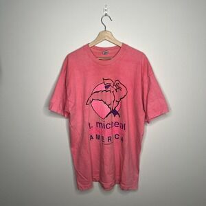 Vintage T Micheal Body Building Shirt Mens XL Pink Muscle Graphic 90s Tee